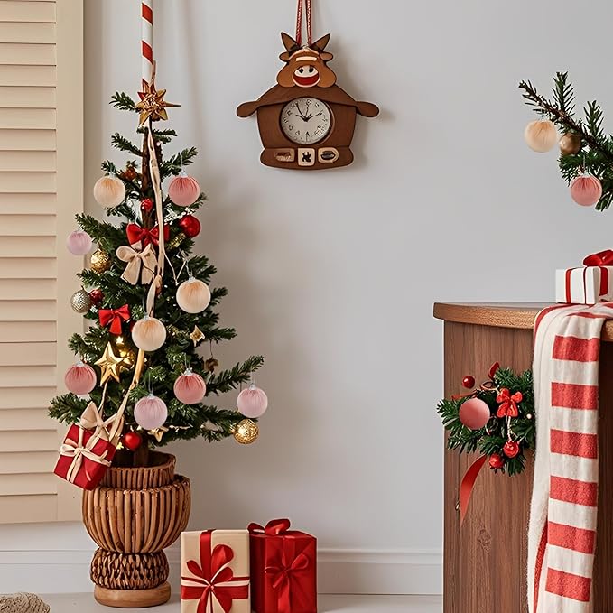 Woration 9pcs Velvet Fabric Christmas Decoration Balls 2.36inch Xmas Hanging Ornaments Assorted Light Color Balls for Garlands Tree Wedding Party