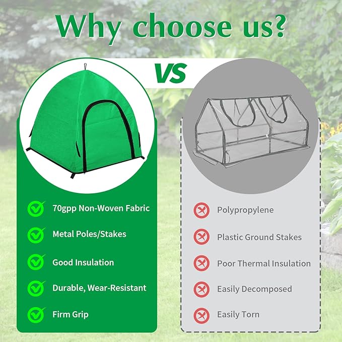 Winter Large Plant Covers Freeze Protection with Stakes, 24.4 x24.4 x22.4inch Warm Plant Protection Tent Foldable with Zipper Door, Plant Snow Ice Covers Protecting Fruit Tree