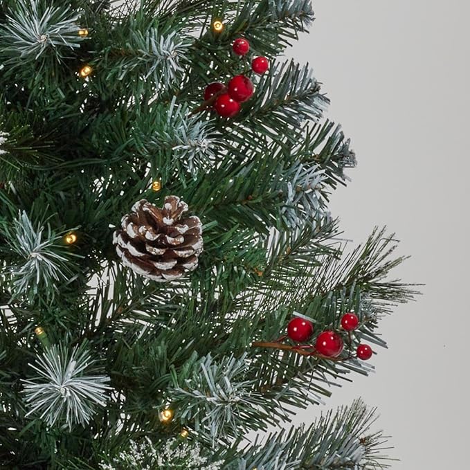 4ft Prelit Christmas Tree, Small Artificial Christmas Tree w/ 70 Warm White Lights, 122 Branch Tips, Easy Assembly, Xmas Decoration for Home, Office, Porch, Entryway, Holiday Party