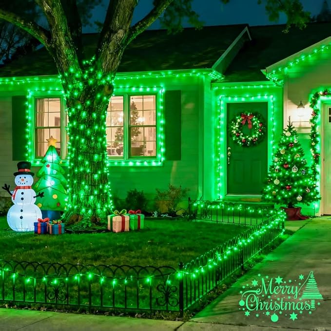 JMEXSUSS 500 LED Green Christmas Lights, 8 Modes Green String Lights Outdoor Plug in, 173ft Christmas Light for Party Xmas Tree Decorations