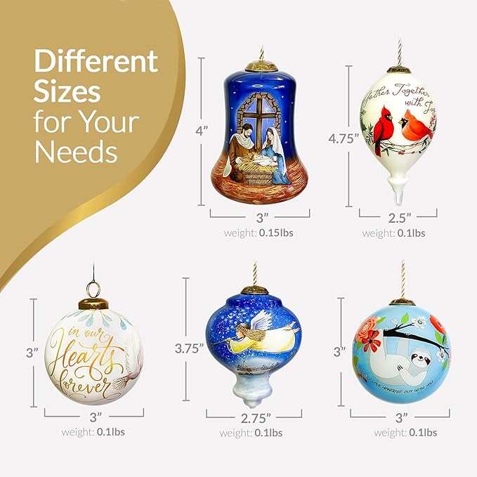 Inner Beauty Memorial Remembrance Christmas Ornaments - Mouth Blown and Reverse Hand-Painted Glass Christmas Decorations, Christian Gifts for Family