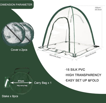 Portable Mini Greenhouse for Winter Gardening - Transparent PVC Pop Up Plant Protector Cover for Heat Preservation in Backyard