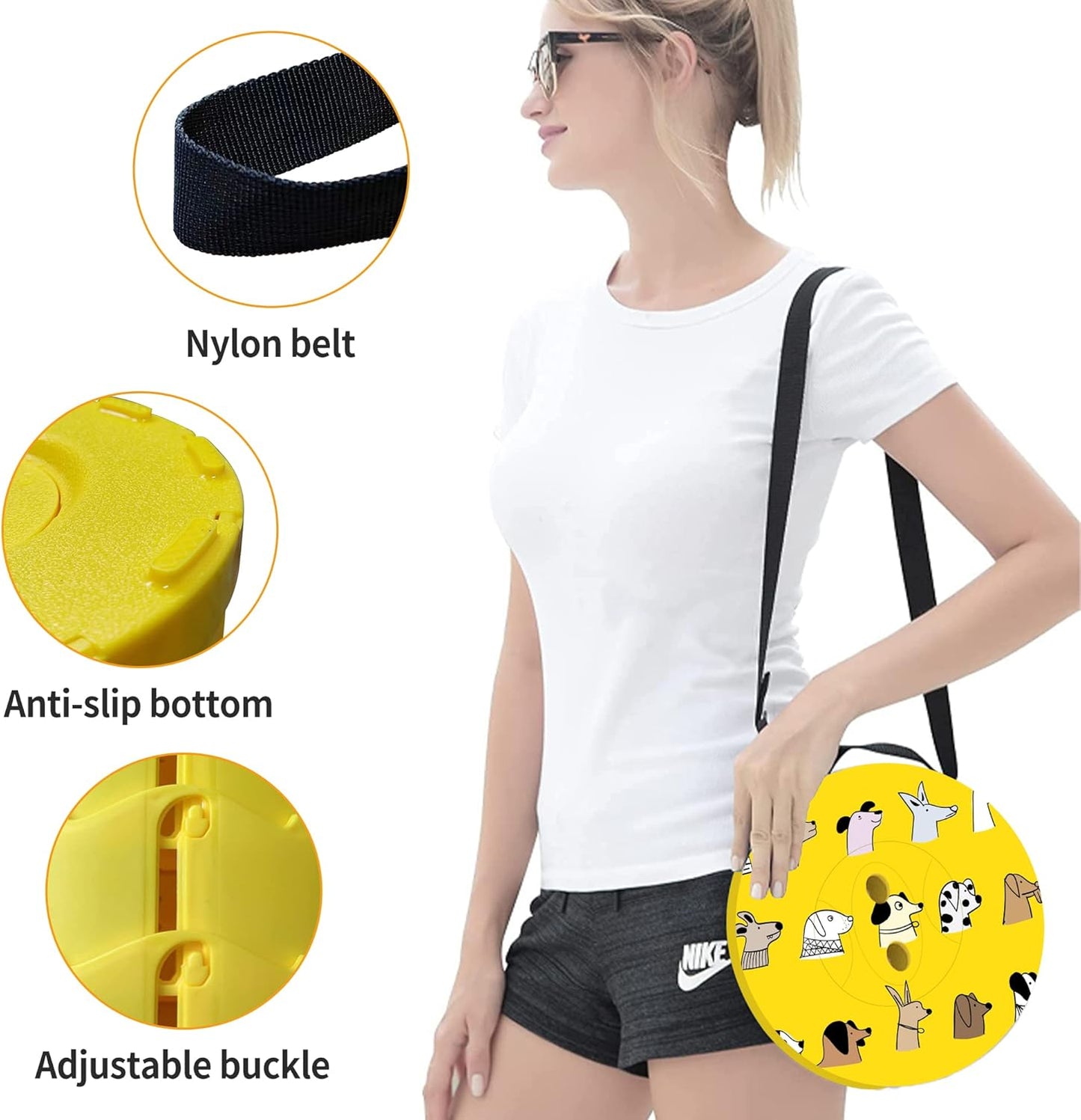 ALEVMOOM Upgraded Telescoping Collapsible Stool with Cushion, Folding Stool with Printing Portable Retractable Foldable Seat Max Load 550lbs for Adults Camping Fishing Outdoor