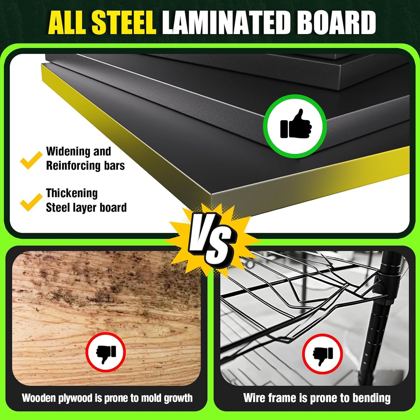 Garage Shelving 3000lb Heavy Duty Shelving Adjustable Metal Shelvings Garage Storage Shelves 5 Tier Utility Shelvin Unit Metal Shelf Rack for Basement Industrial Black 72''H*46''W*20''D