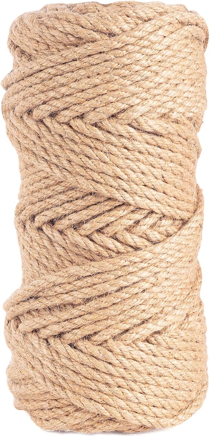 5mm Jute Twine,98 Feet Twisted Jute Rope, Garden Twine, Heavy Duty and Thick Twine Rope, Garden, Arts & Crafts, Home Decor, Packaging Braided