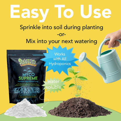 Trifecta Myco Supreme Mycorrhizal Fungi for Soil, Plant Root Stimulator, Ultra Concentrated Mycorrhizae for Strong Roots & Living Soil, Tree, Rose and Flower Care