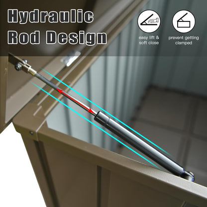 Domi Deck Box 200 Gallon, Waterproof Lockable Steel Outdoor Storage Container for Outside Cushions, Garden Tools and Pools Equipment