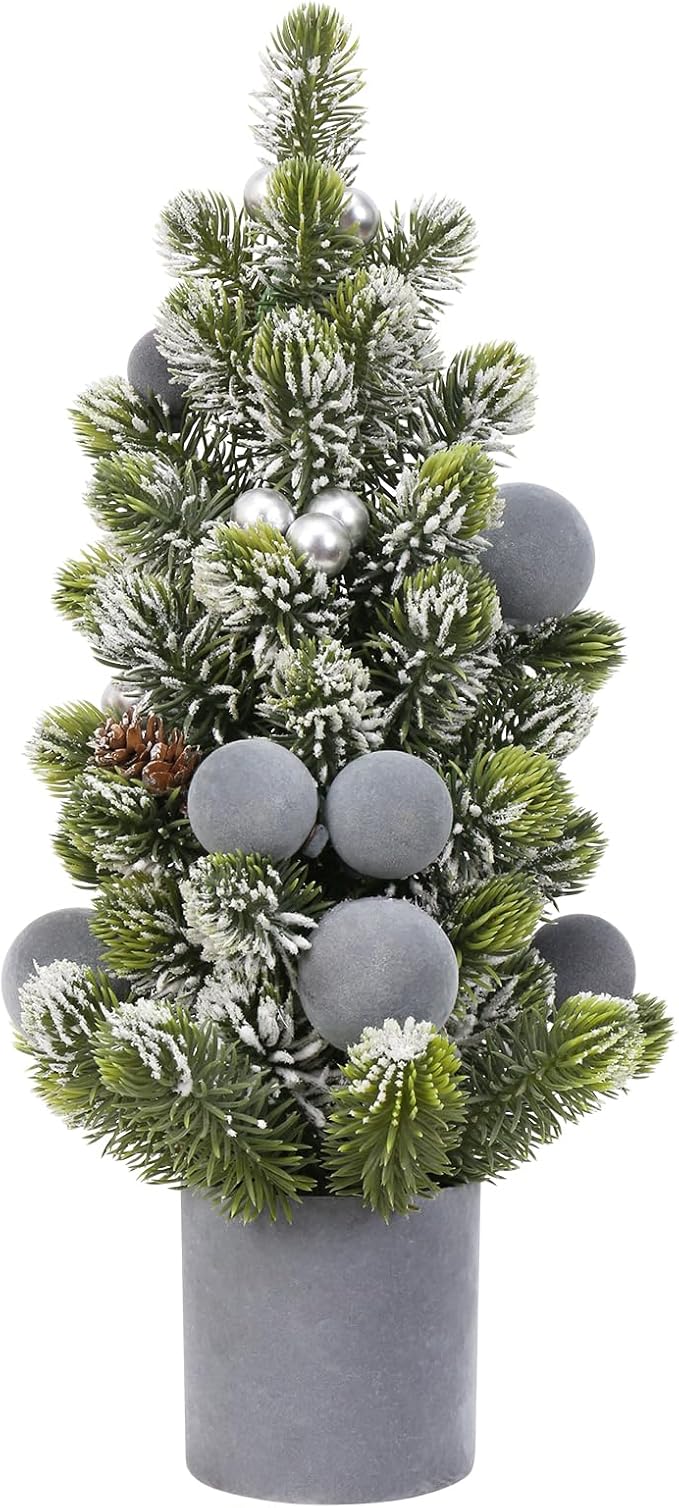 SY Super Bang Small Christmas Tree, 13Inch Artificial Velvet Ball Berry Mini Tabletop Tree Christmas Decorations, for Home Party Thankgivings Xmas Indoor Decor. (Grey, 18Inch)