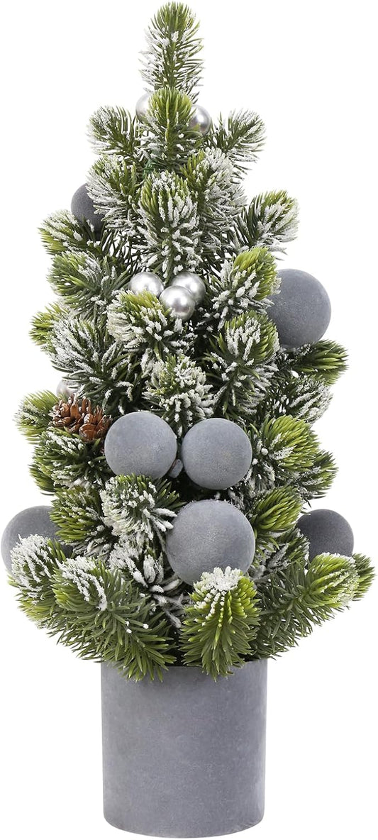 SY Super Bang Small Christmas Tree, 13Inch Artificial Velvet Ball Berry Mini Tabletop Tree Christmas Decorations, for Home Party Thankgivings Xmas Indoor Decor. (Grey, 18Inch)