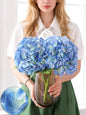 Nubry 22.44In Blue Hydrangea Artificial Flowers, 2Pcs Latex Faux Real Touch Large Hydrangea Flowers with Long Stems & Leaves for Home Office Decor Wedding Party Arrangements(Blue)