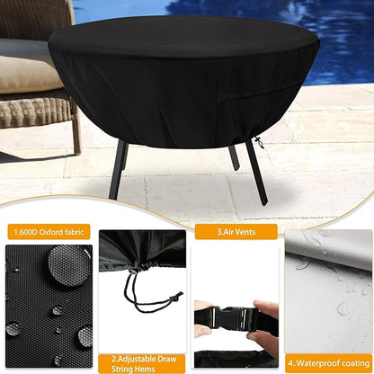 Round Patio Table Cover,Suitable for 30 Inch Diameter Patio Tables,Waterproof Heavy Duty Round Outdoor Coffee Table Cover