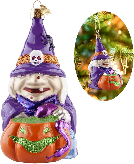 Halloween Ornaments,Purple Evil Witch Hanging Ornaments,Halloween Tree Decorations,Glass Blown Christmas Ornaments for Party Xmas Tree Holiday Home Decorations Gifts