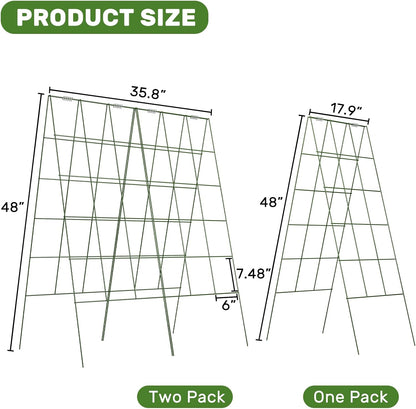DOEWORKS Cucumber Trellis, 48" High Foldable A Frame Garden Trellis, 2 Pack, Plant Support for Climbing Cucumber, Beans, Tomatoes, Flowers, Green