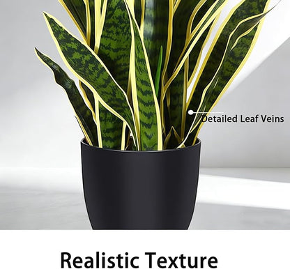 Artificial Snake Plant, 27" Fake Sansevieria with Basket, Faux Plants for Indoor Home Office Store Decoration, Perfect Faux Mother in Law Plants