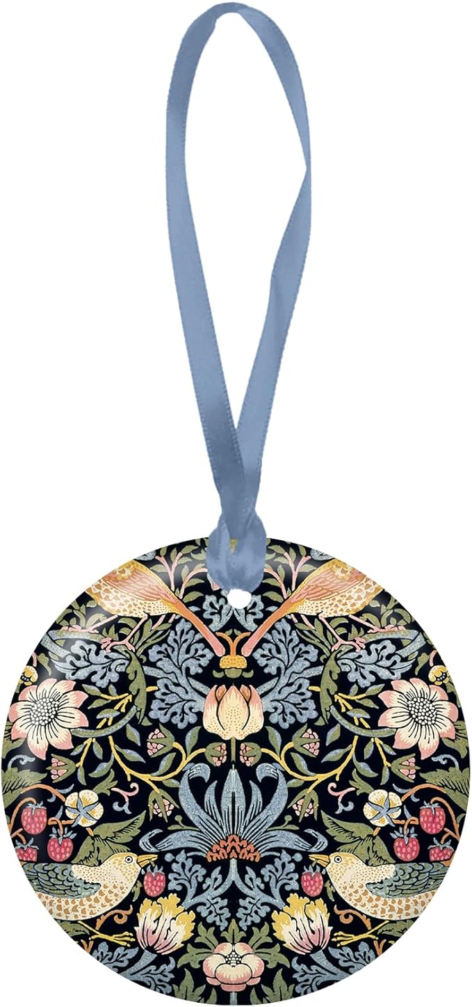 Christmas Tree Ornament, Porcelain William Morris Strawberry Thief Fine Art Keepsake Ornament by RainCaper