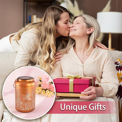 Hummingbird Solar Lanterns Outdoor Hanging Waterproof Solar Lights Hummingbird Gifts for Women Men Metal Bird Decorative LED Lanterns for Outside, Patio, Landscape, Yard Decor, Garden Decorations