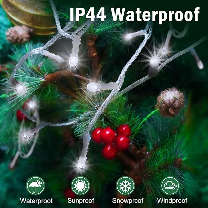 SAUIRS 403FT 1000 LED Christmas Lights Outdoor String Lights with 8 Modes Timer Waterproof Fairy Light Plug in for Outside Indoor Party Xmas Palm Tree Yard Wedding Decorations(Cool White)