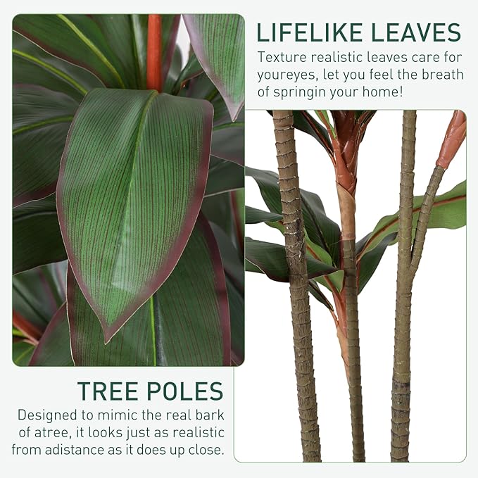 Artificial Dracaena Plant Indoor 4 FT, Fake Tree with White Planter, Faux Yucca Silk Floor Plants Indoor, Artificial Trees for Home Office Decor Indoor Outdoor Housewarming Gift