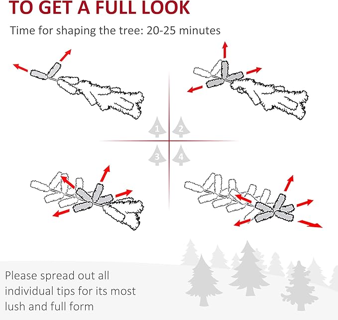 HOMCOM 6' Tall Unlit Pencil Fir Artificial Christmas Tree with Realistic Branches and Steel Base, Pink and White