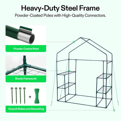 VIVOSUN Transparent 57 x 29 x 77-Inch Mini Walk-in Green House with Windows and Anchors, Plant Garden Hot House