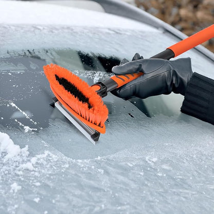 3in1 Snow Brush and Ice Scraper for Car Windshield,58'' Extendable Heavy Duty Snow Broom Vehicle Snow Removal Tool for Car SUV Trucks (58 inch)