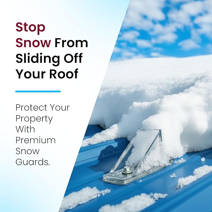 25 Pack Snow Guards for Metal Roofs – with Perfect Seal Gaskets & Screws – Heavy-Duty Polycarbonate Snow Stops Prevent Sliding Snow & Ice – Roof Snow Retention System | Made in USA