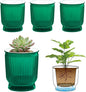 T4U 4 Inch Self Watering Plant Pot, 4 Pack Self Watering Pots, Small Self Watering Planter with Reservoir for Indoor Plants, African Violets (4 Pack 4" Pots, Translucent Green)