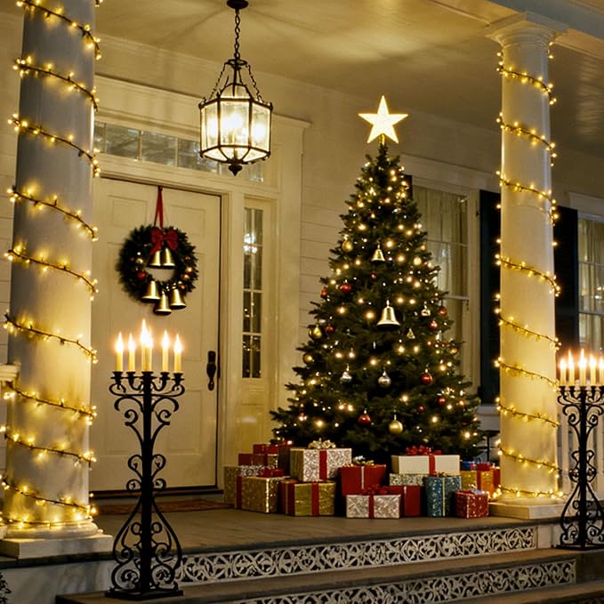 Solar Christmas Lights Outdoor, 4 Pack Solar Christmas Lights Outdoor Waterproof, 100 LED, 8 Modes Solar String Lights for Outside Christmas Decorations Patio Yard Tree Garden(Warm White)