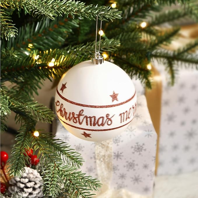 SHareconn 100MM/4 Inch 9PCS Large Christmas Balls Ornaments, Shatterproof Plastic Hanging Big Baubles Set for Xmas Tree Decoration Holiday Party Wedding Decorations with Hook,Red and White