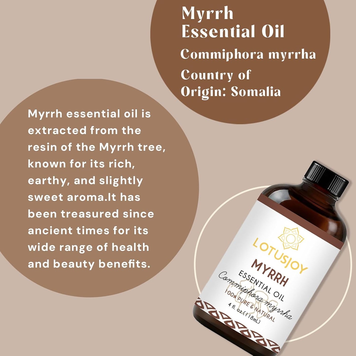 Myrrh Essential Oil, Pure Natural Myrrh Oil for Skin Hair Diffuser Room Spray DIY - 4 Oz