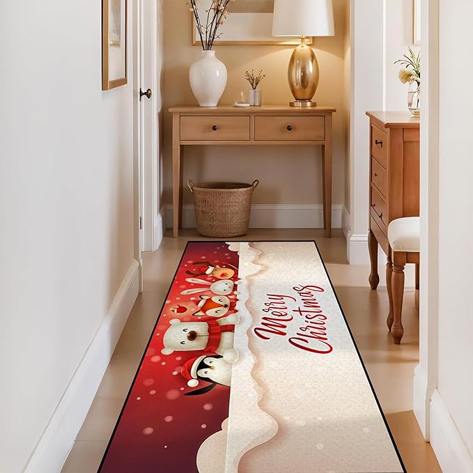 Christmas Rugs,Xmas Tree Snowman Non-Slip Washable Rug Indoor Rugs Floor Mats Carpet for Living Room Bedroom Dining Room Home Decor,79" X 39"
