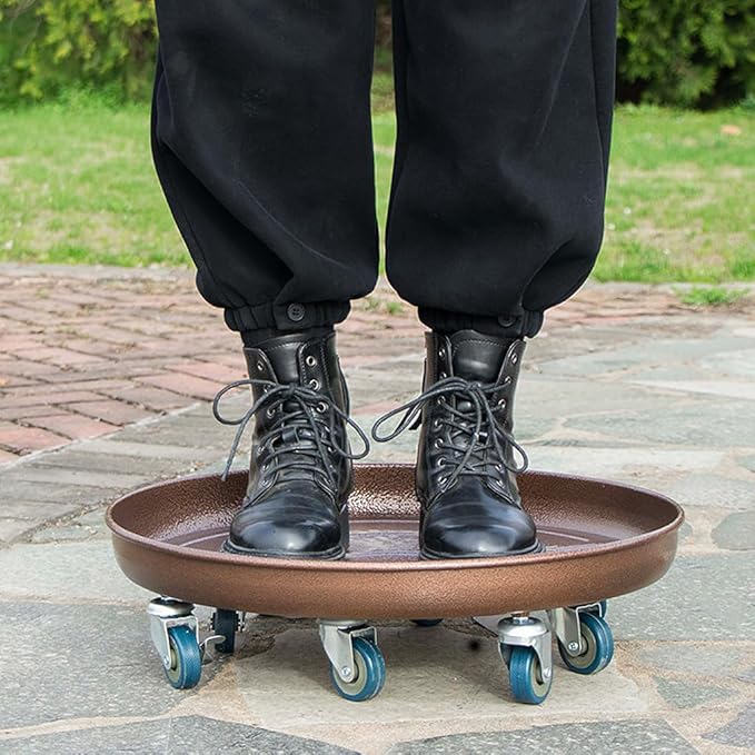 20" Heavy Duty Plant Dolly with Wheels, 380lbs Metal Rolling Plant Stand with Casters, Round Wheeled Planter Caddy Roller Base Carry Potted Tree Flower Pot for Indoor Outdoor Garden, 3 Pack, Bronze