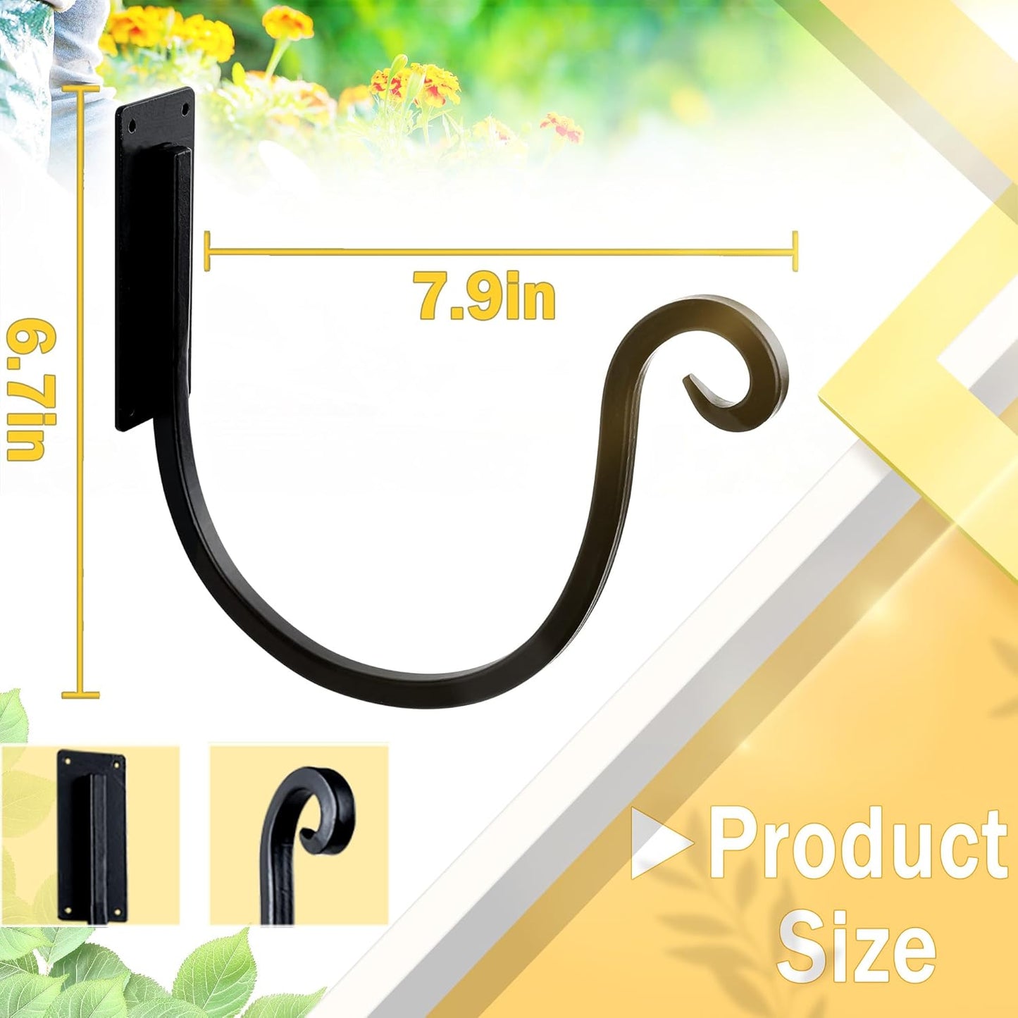 Hose Holders Wall Mount （Metal/8-Inch） Heavy-Duty Garden Hose Hangers Outdoor, Hand-Forged Hose Racks Mount, 2PCs