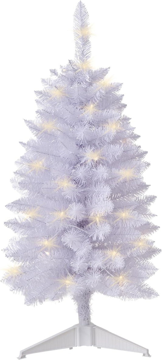 Pre-Lit Artificial Christmas Tree 3Ft, Battery Operated Desktop Xmas Tree with 50 LED 160 Branch Tips Mini Christmas Tree Decoration Indoor Outdoor