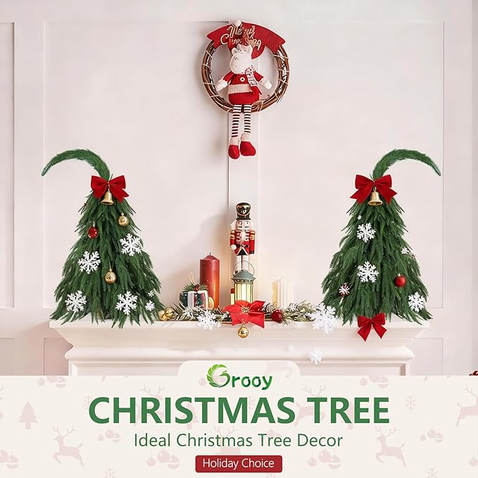 Tabletop Norfolk Pine Christmas Tree, 3FT Green Mini Artificial Christmas Tree with Norfolk Branch, Small Xmas Tree for Christmas Gnome Holiday Indoor Decoration