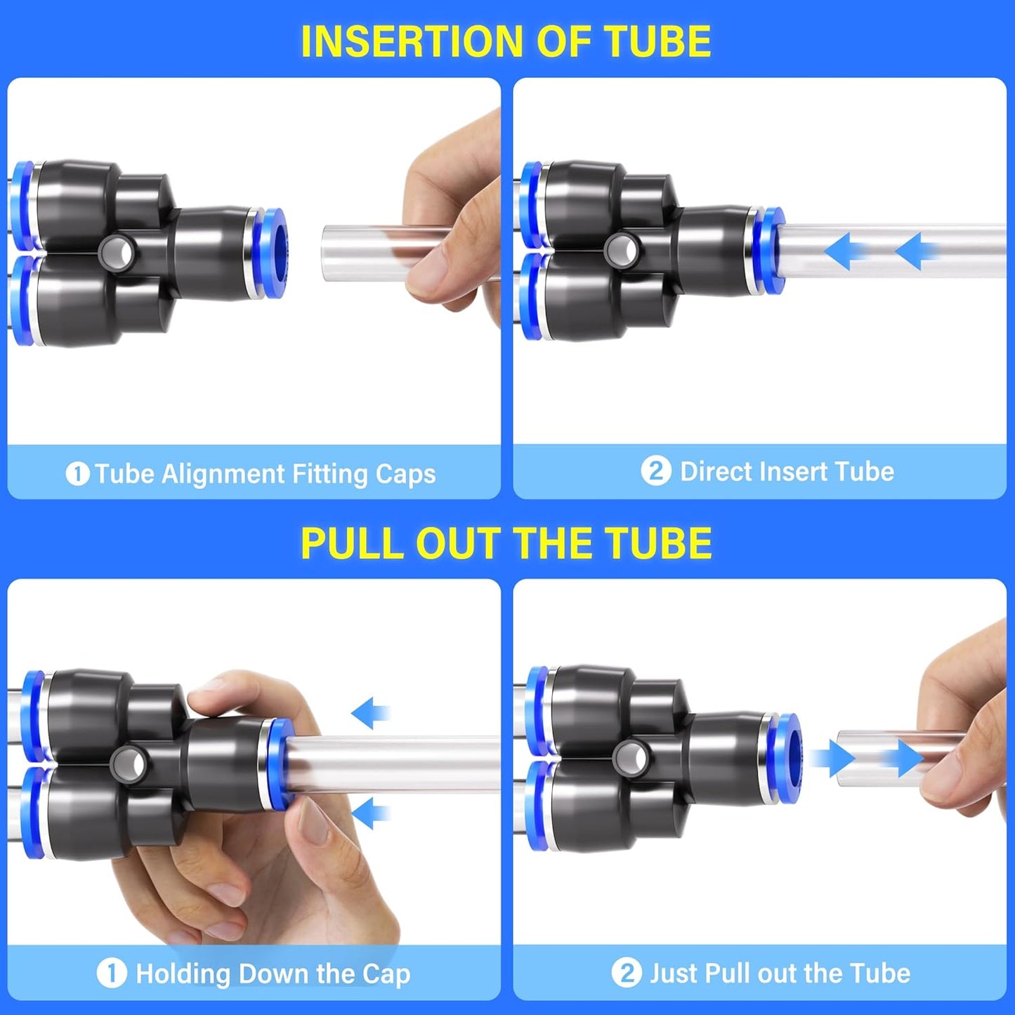 TAILONZ PNEUMATIC 12mm od Push to Connect Fittings Pneumatic Fittings Kit 2 Spliters+2 Elbows+2 tee+2 Straight (8 pcs)