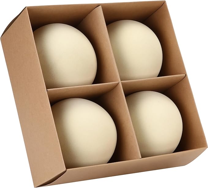 Sea Team 4-Pack Large Flocked Velvet Christmas Tree Ball Ornaments Set, Hanging Velour Baubles, Shatterproof Plastic Decorations for Xmas Tree, Wreath, Garland, 150mm/5.91 Inches, Cream