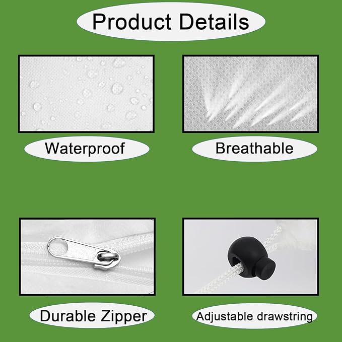 CMINGJ Plant Frost Protection Covers with Viewing Window, 47.2" x 70.8", 2 Pack, Reusable Drawstring Tree Cover, Winter Tree Blanket with Zipper for Outdoor Plants, Frost Protection Cloths(2 Pack)