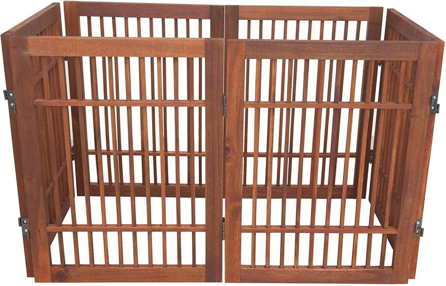 Pet Dog Gate Strong and Durable Freestanding Folding Acacia Hardwood Portable Wooden Fence Indoors or Outdoors by Urnporium (Brown Pet Gate, 6 Panel 24" Tall)