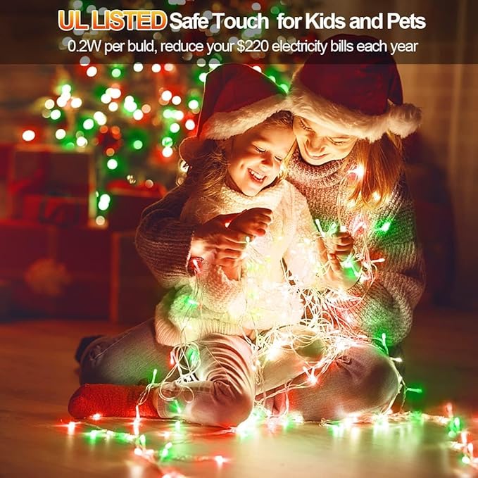 403 FT 1000 LED String Lights Outdoor Christmas Lights Fairy Lights Plug In Clear Wire Waterproof With Remote 8 Modes Timer for Outside House Tree Garden Yard Wedding Party Decorations-Red and Green