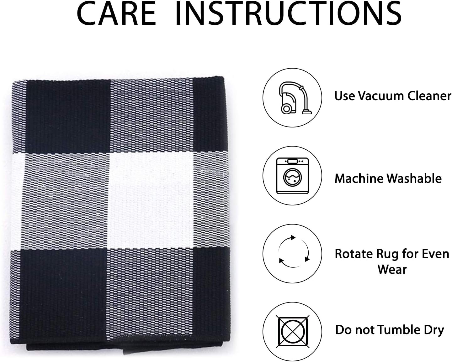 IOHOUZE Buffalo Plaid Checkered Rug 8x10 Ft Front Door Mats, Washable Area Rugs for Front Porch Decor, Spring Summer Welcome Mats Outdoor, Black White Rug for Farmhouse/Entryway/Home Entrance