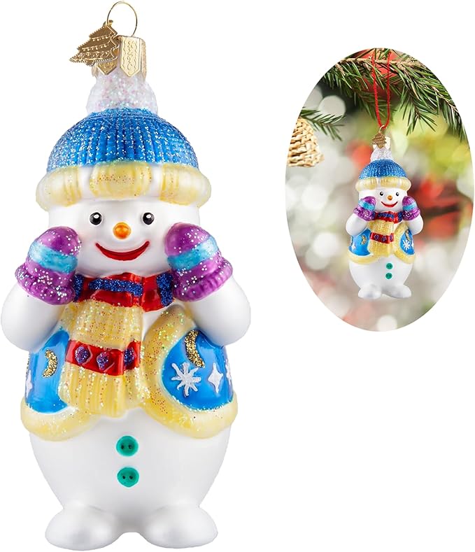 Snowman Christmas Ornaments,Glass Blown Ornaments for Christmas Tree,Snowman Collection Figurine Hanging Ornaments,Christmas Decorations for Xmas Tree Holiday Party Daily Gifts(Naughty Snowman)