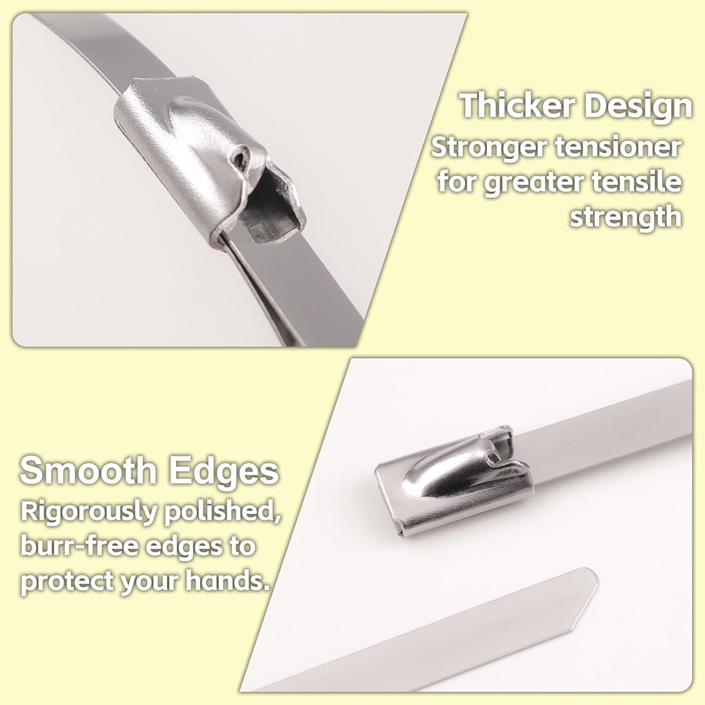 Stainless Steel Zip Ties 11.8 inch 100pcs, 304Stainless Steel Metal Zip Ties Multi-Purpose Heavy Duty Self-Locking Cable Ties for Machinery, Fence, Vehicles, Farms, Cables, Pipesas Well