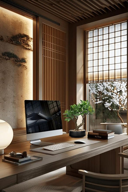 Artificial Bonsai Tree, Small Bay Laurel Bonsai Tree 13" Indoor Bonsai Tree Fake Potted Plant Decorative Fake Desk Plant Decor with Ceramic Pot for Home Office Living Room Bedroom Bathroom Table Shelf