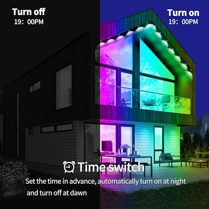 Permanent Outdoor Lights 60FT Smart Outside RGB LED Christmas Light, App Control Remote IP67 Waterproof Eternity Eaves Lighting for Halloween，House，Patio Decor ，Garden Decor, Decorations