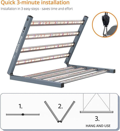 DOMMIA Grow Light, LED Grow Lights Full Spectrum, Foldable & Dimmable Daisy Chain Bar Style Grow Lights for Grow Tents for Indoor Plants, Commercial Hydroponic Growing Lamp，800W 1-Pack