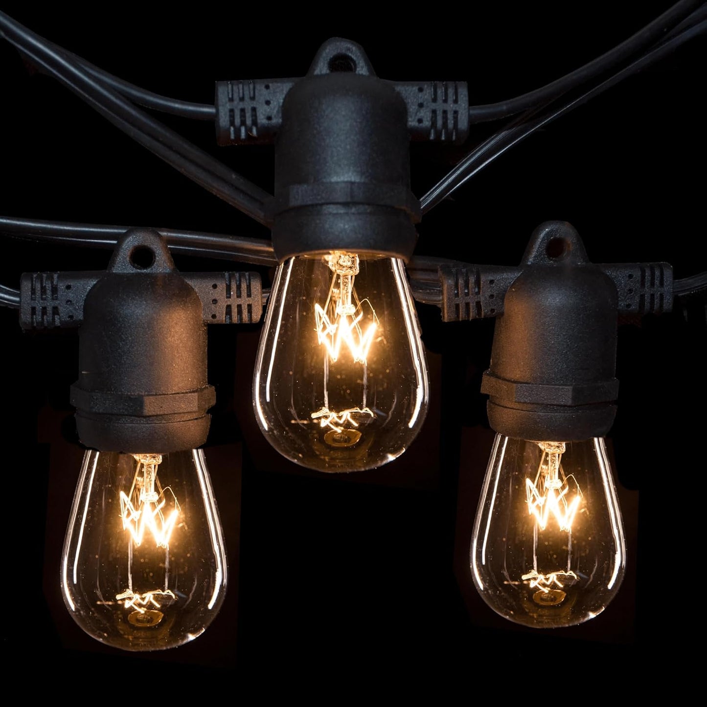 Hometown Evolution, Inc. 100 Foot Commercial Grade Outdoor String Lights (100 Foot 50 Socket, S14 11 Watt Clear Light Bulbs)