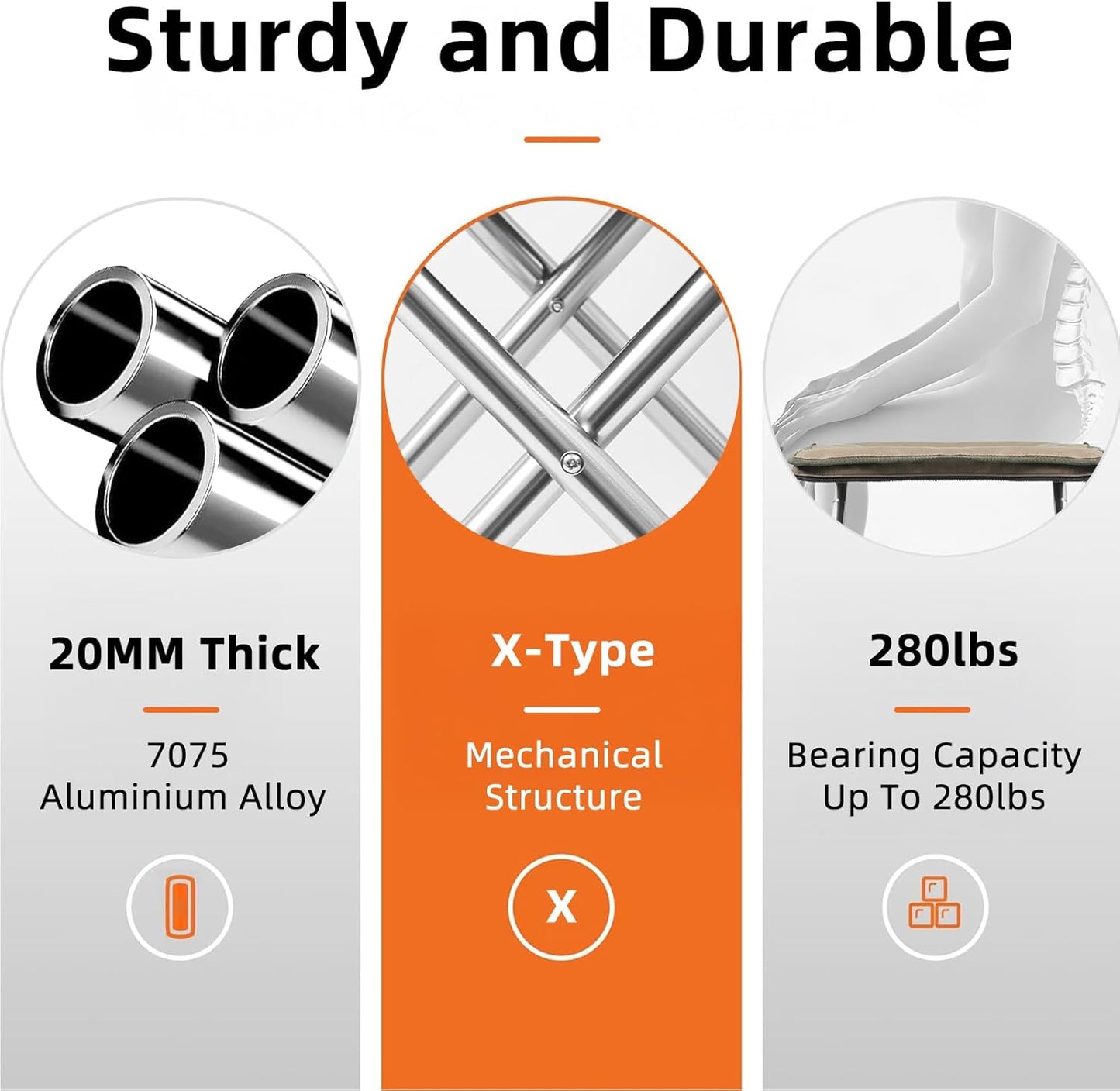 Camping Stool, 16in Tall Portable Folding Stool with Carry Bag, Upgraded Ultralight Chair with Roomy Seat for Adults, Holds 280lbs, Ideal for Hiking, Fishing, Outdoor Use, Brown