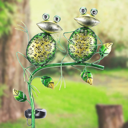 Bshine Outdoor Solar Garden Decorative Frog Lights, Waterproof LED Metal Stake Yard Art for Backyard, Path, Lawn Ornaments for Mom Gifts, Mother's Day Gifts