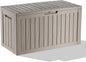 80 Gallon Outdoor Storage Box - Deck Box Container for Patio, Pool, and Garden-Waterproof and UV Resistant Resin,Lockable (Grey)